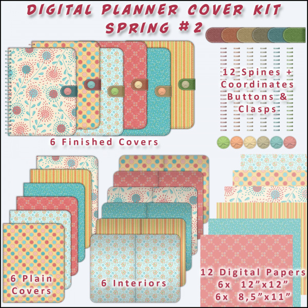 Spring Digital Planner Cover Kit 2