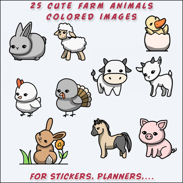 Cute Farm Animals Colored