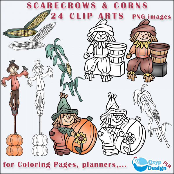 Scarecrows & Corns Line Arts
