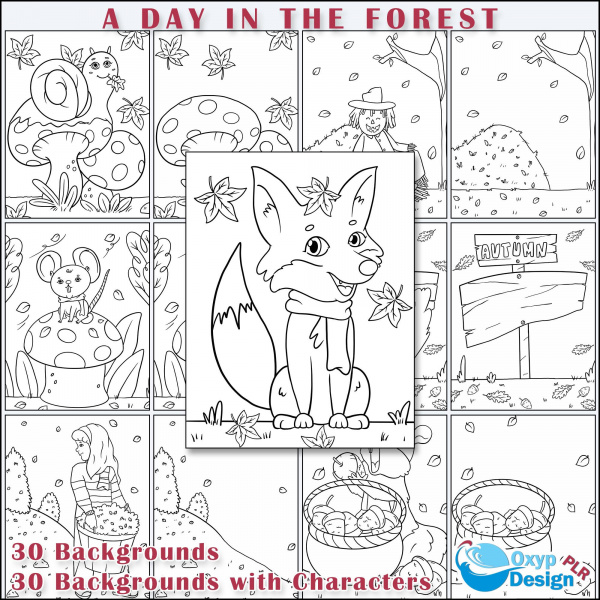 A Day in The Forest Line Art Backgrounds