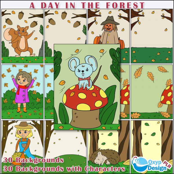 A Day in The Forest Colored Backgrounds