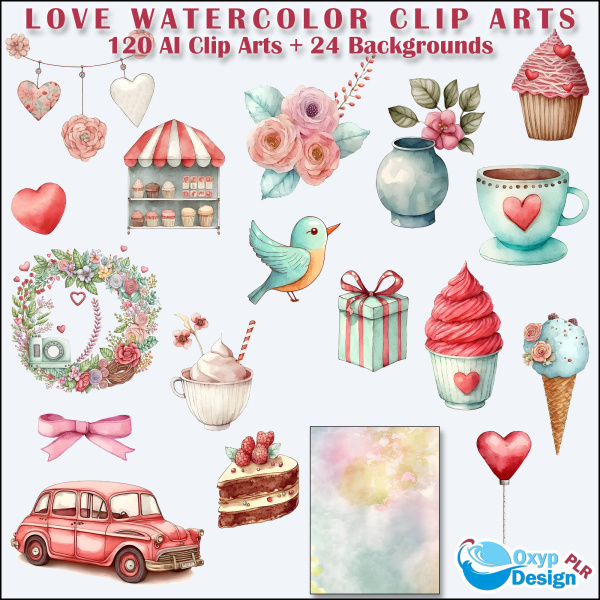 Love Watercolor Clip Arts in MRR