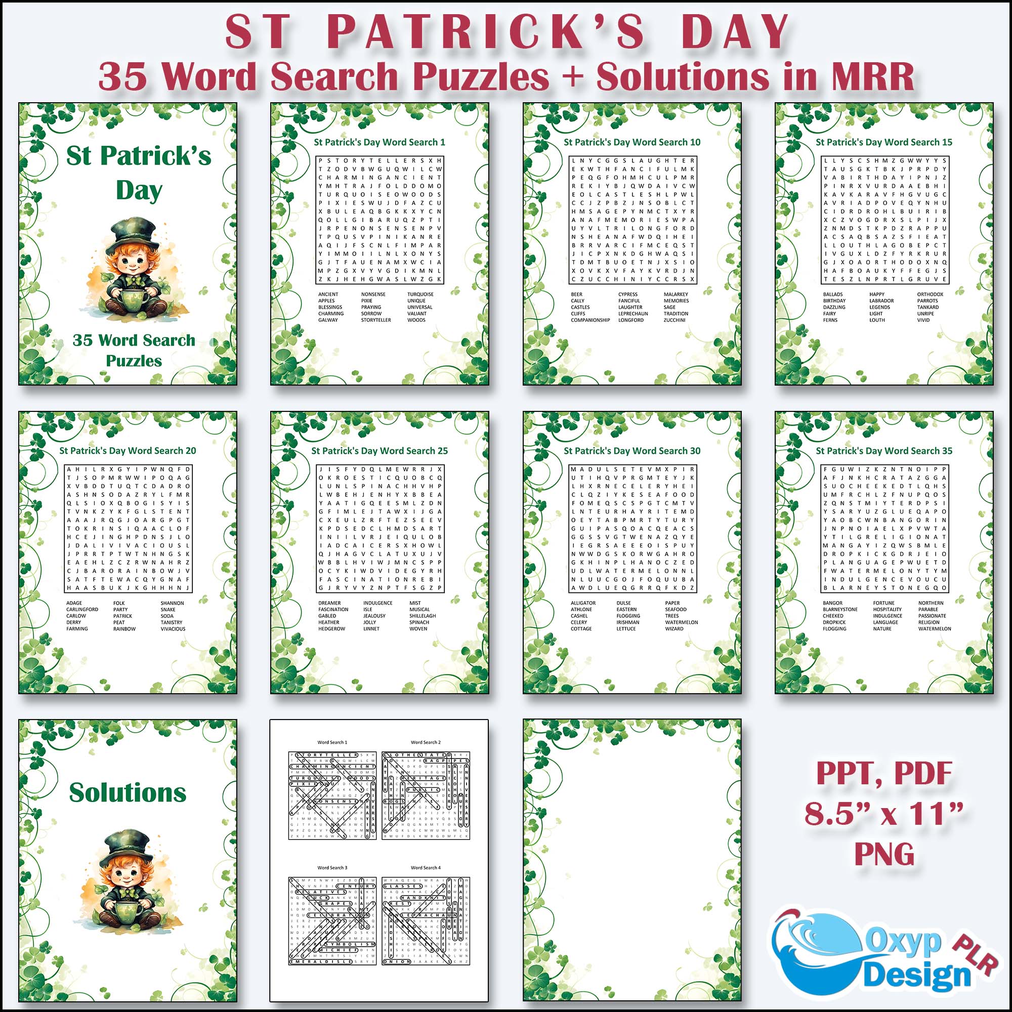 St Patrick s Day Word Search Search Puzzles Backgrounds with Commercial Use Rights